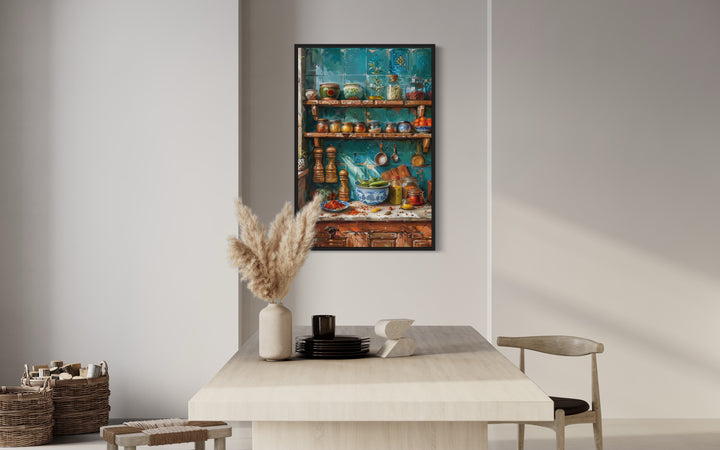 Indian Wall Art - Indian Kitchen Wall Art Traditional Utensils Painting Framed Canvas