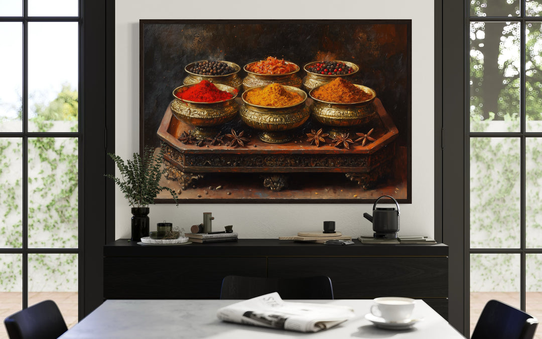 Indian Wall Art - Indian Spices - Indian Kitchen Framed Canvas Wall Art