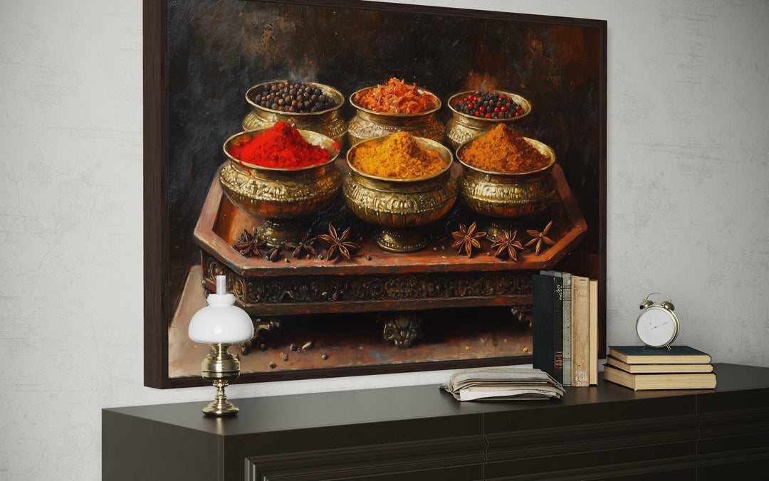 Indian Wall Art - Indian Spices - Indian Kitchen Framed Canvas Wall Art