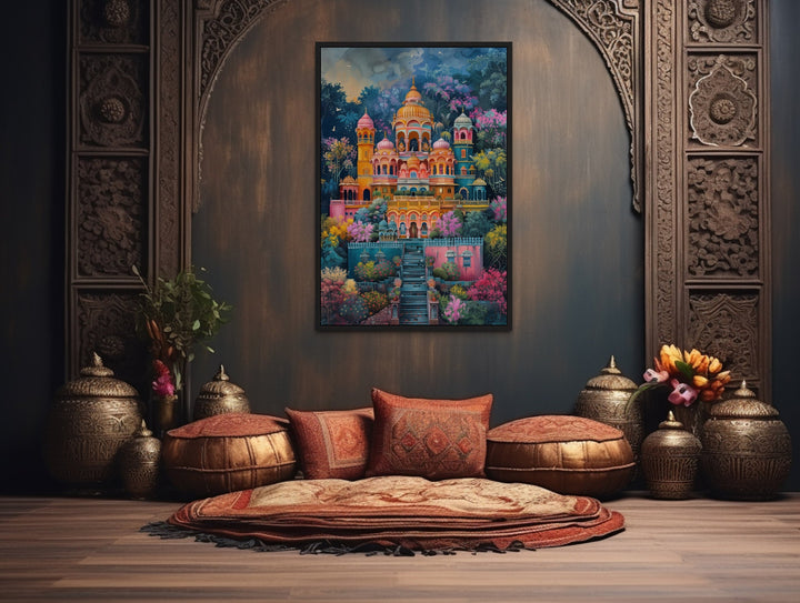 Indian Wall Art - Indian Temple Colorful Painting Traditional Indian Home Decor