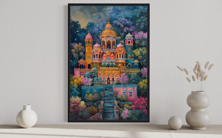 Indian Wall Art - Indian Temple Colorful Painting Traditional Indian Home Decor