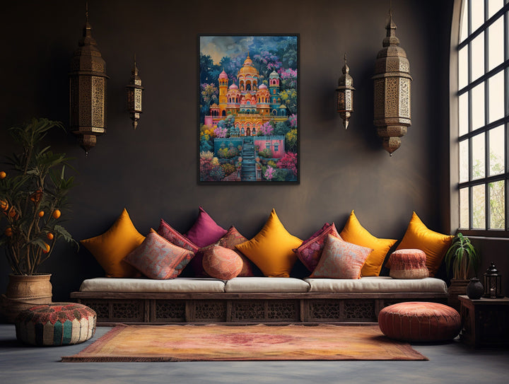 Indian Wall Art - Indian Temple Colorful Painting Traditional Indian Home Decor