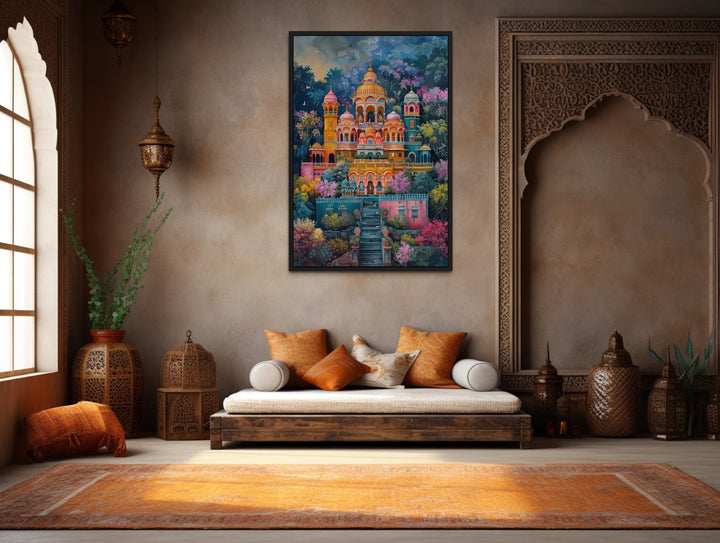 Indian Wall Art - Indian Temple Colorful Painting Traditional Indian Home Decor