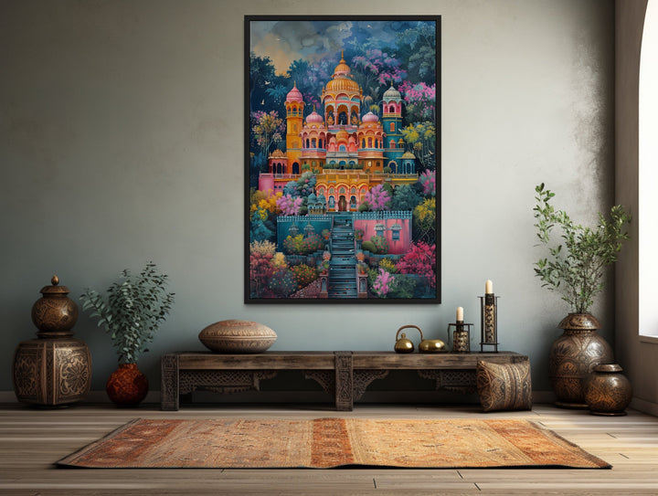 Indian Wall Art - Indian Temple Colorful Painting Traditional Indian Home Decor