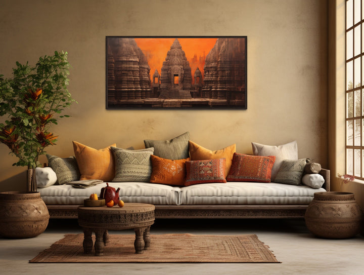 Indian Temple Framed Canvas Wall Art For Living Room