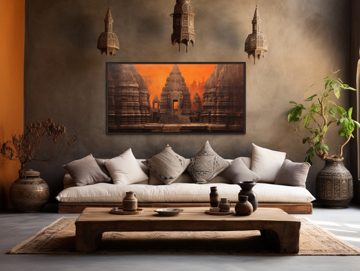 Indian Temple Framed Canvas Wall Art For Living Room