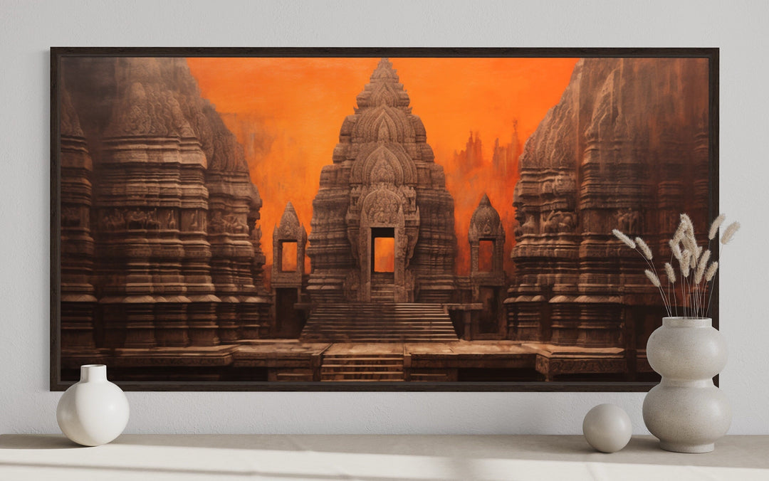 Indian Temple Framed Canvas Wall Art For Living Room