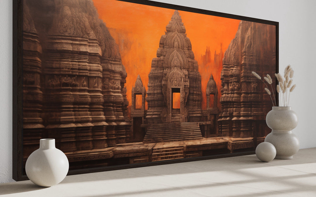 Indian Temple Framed Canvas Wall Art For Living Room