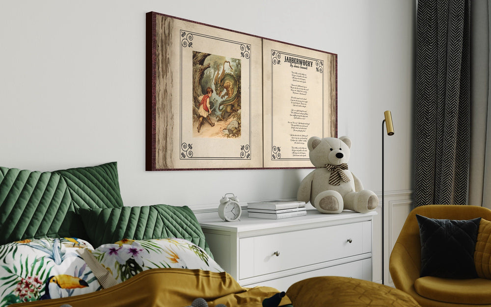 Library Wall Decor - Jabberwocky Poem From Alice In Wonderland Wall Art