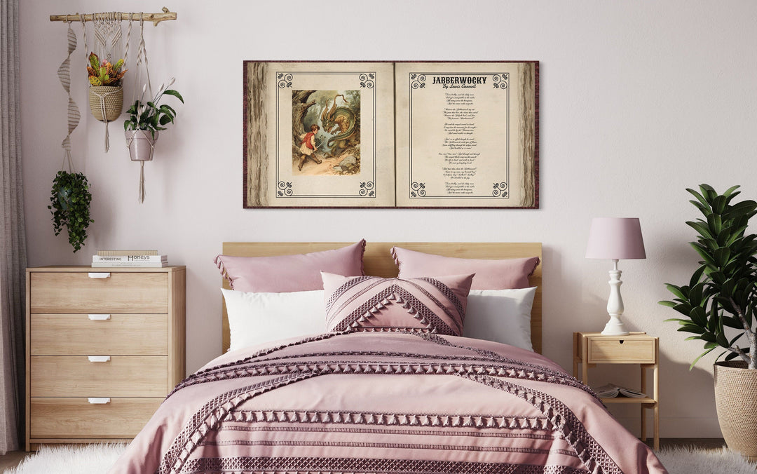 Library Wall Decor - Jabberwocky Poem From Alice In Wonderland Wall Art