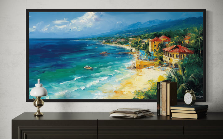 Jamaica Beach Wall Art - Colorful Caribbean Canvas Print | Framed Tropical Decor