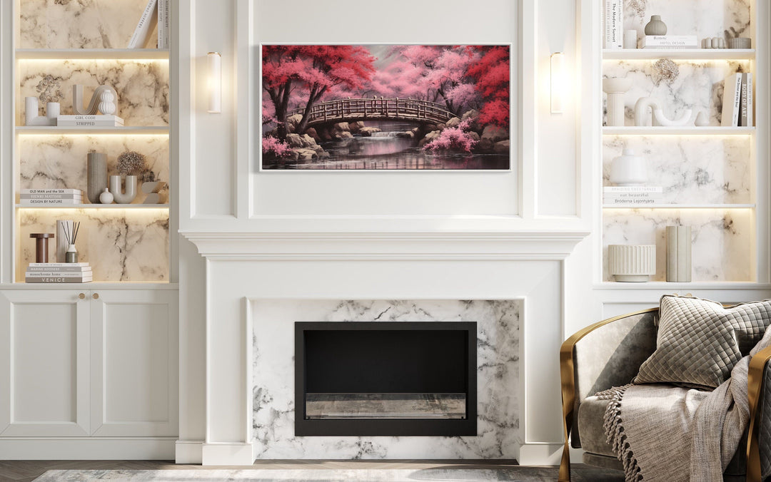 Japanese Cherry Blossom Sakura Garden Framed Canvas Wall Art