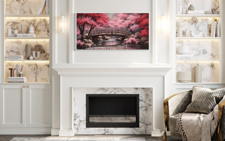 Japanese Cherry Blossom Sakura Garden Framed Canvas Wall Art