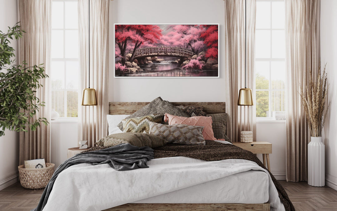 Japanese Cherry Blossom Sakura Garden Framed Canvas Wall Art