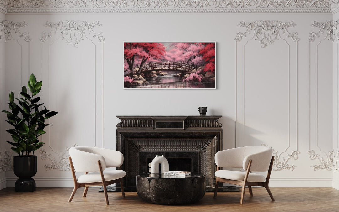 Japanese Cherry Blossom Sakura Garden Framed Canvas Wall Art