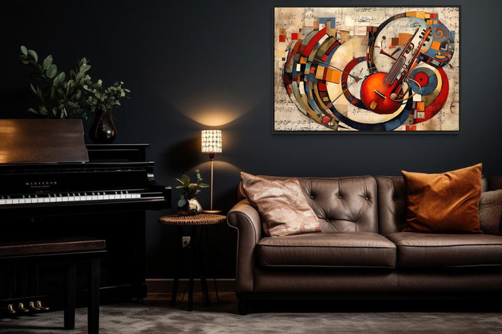 Jazz Musical Instruments Abstract Framed Canvas Wall Art