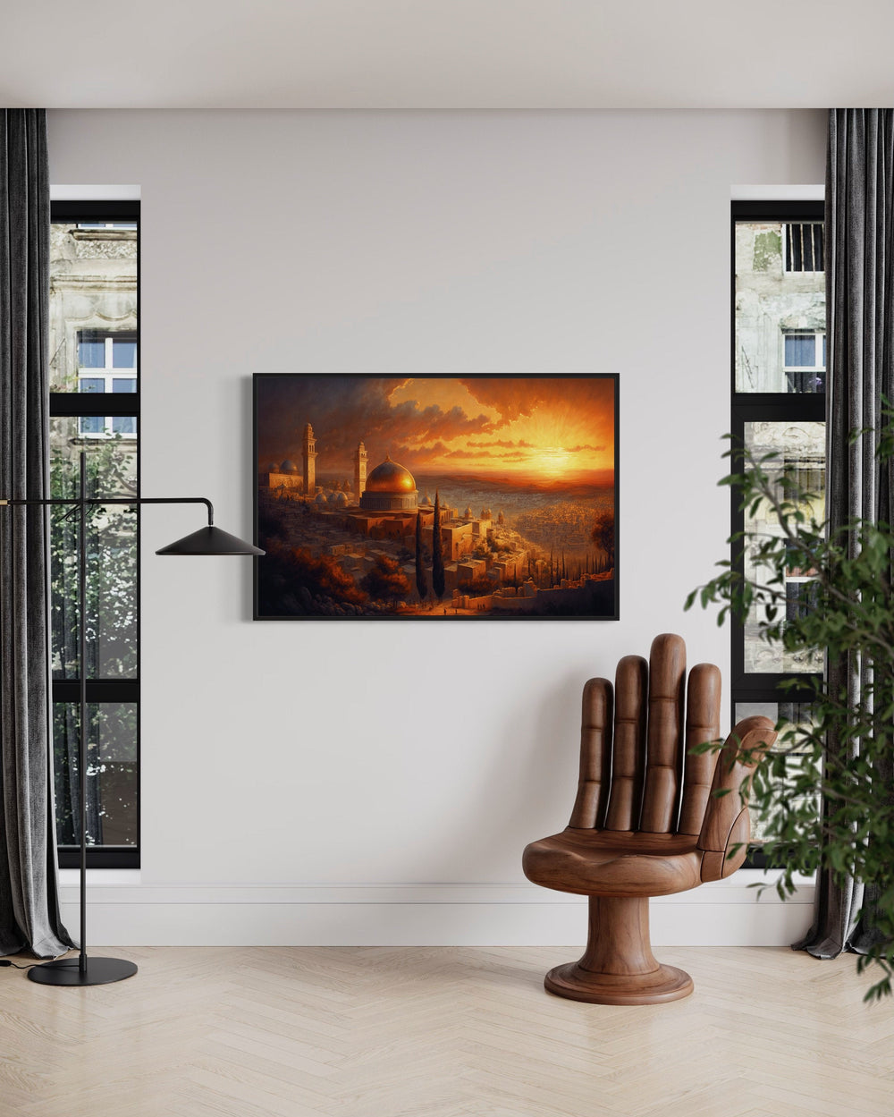 Jerusalem Old City Temples At Sunset Painting Canvas Wall Art in living room