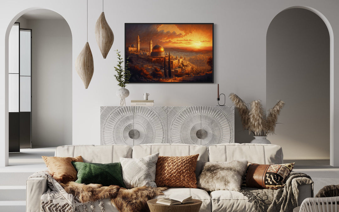 Jerusalem Old City Temples At Sunset Painting Canvas Wall Art in luxury room