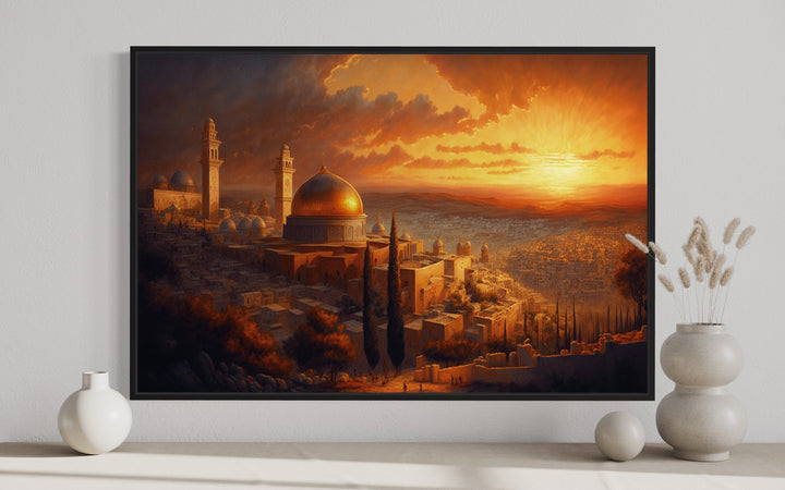 Jerusalem Old City Temples At Sunset Painting Canvas Wall Art close up