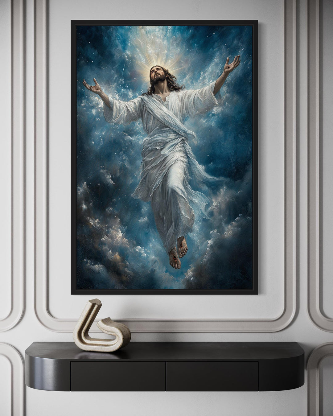 Jesus Ascension Into Heaven Christian Framed Canvas Wall Art