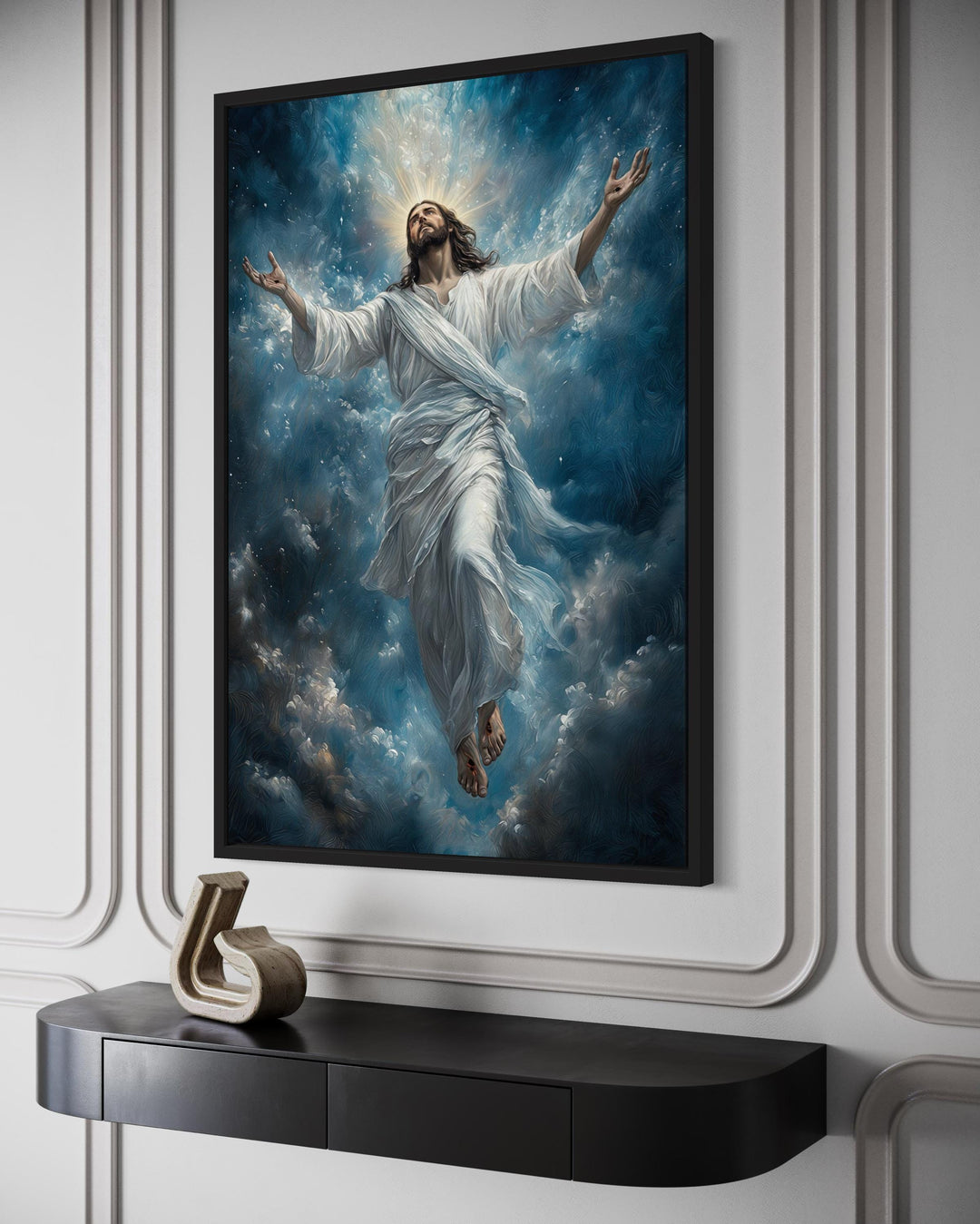 Jesus Ascension Into Heaven Christian Framed Canvas Wall Art