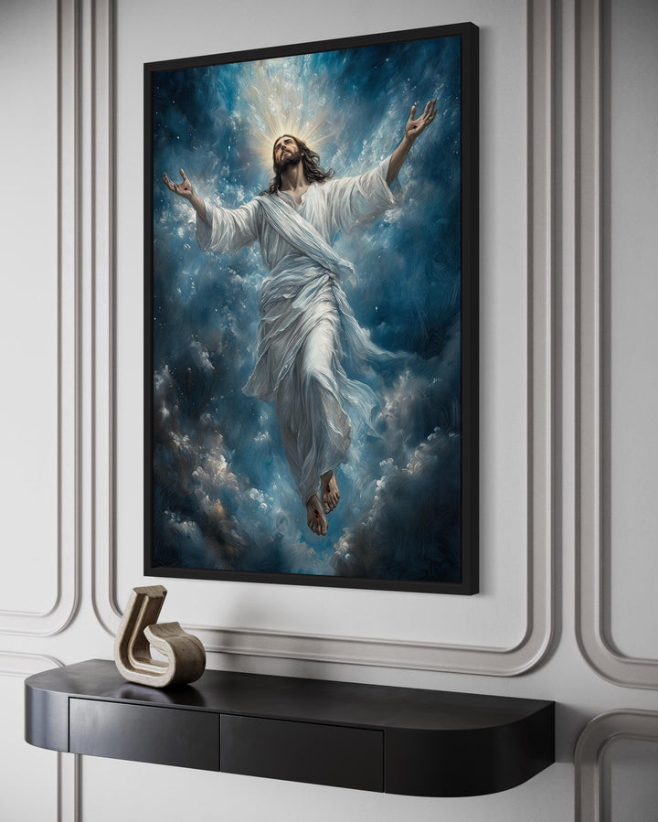 Jesus Ascension Into Heaven Christian Framed Canvas Wall Art