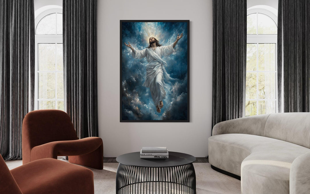 Jesus Ascension Into Heaven Christian Framed Canvas Wall Art