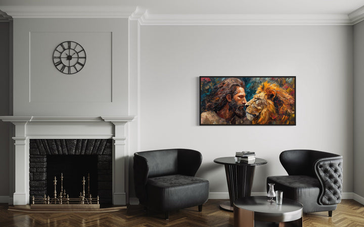 Jesus Lion Wall Art – Modern Christian Canvas Print | Framed Religious Decor