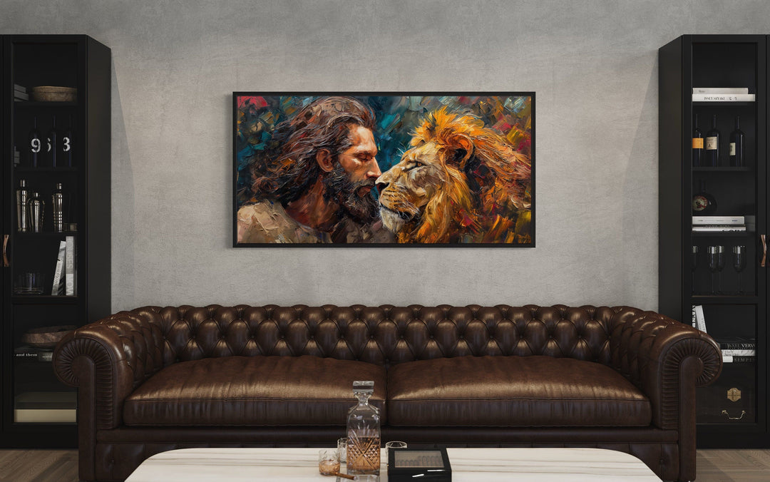 Jesus Lion Wall Art – Modern Christian Canvas Print | Framed Religious Decor