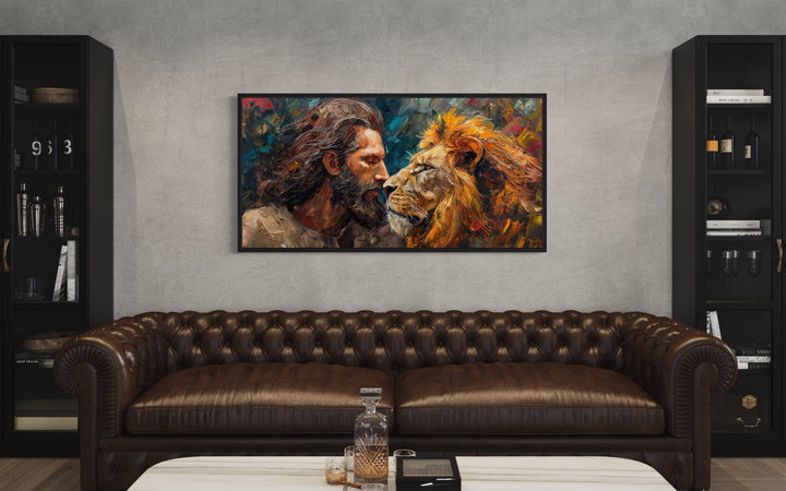 Jesus Lion Wall Art – Modern Christian Canvas Print | Framed Religious Decor