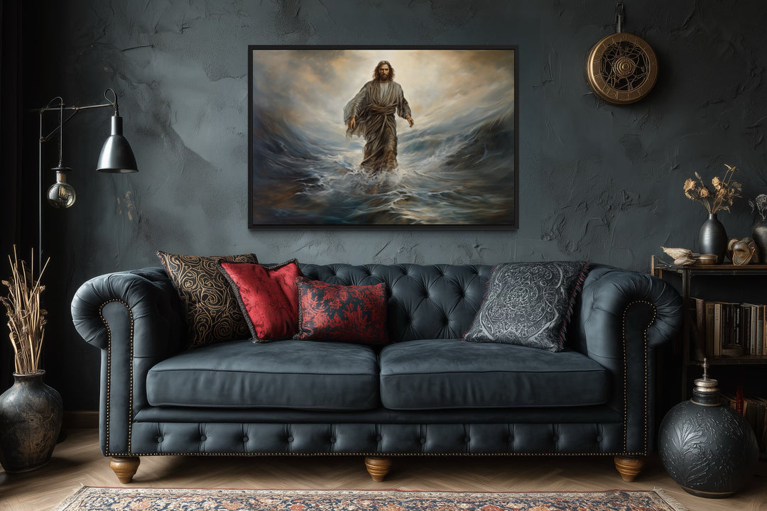 Jesus Walking On Water Modern Christian Framed Canvas Wall Art