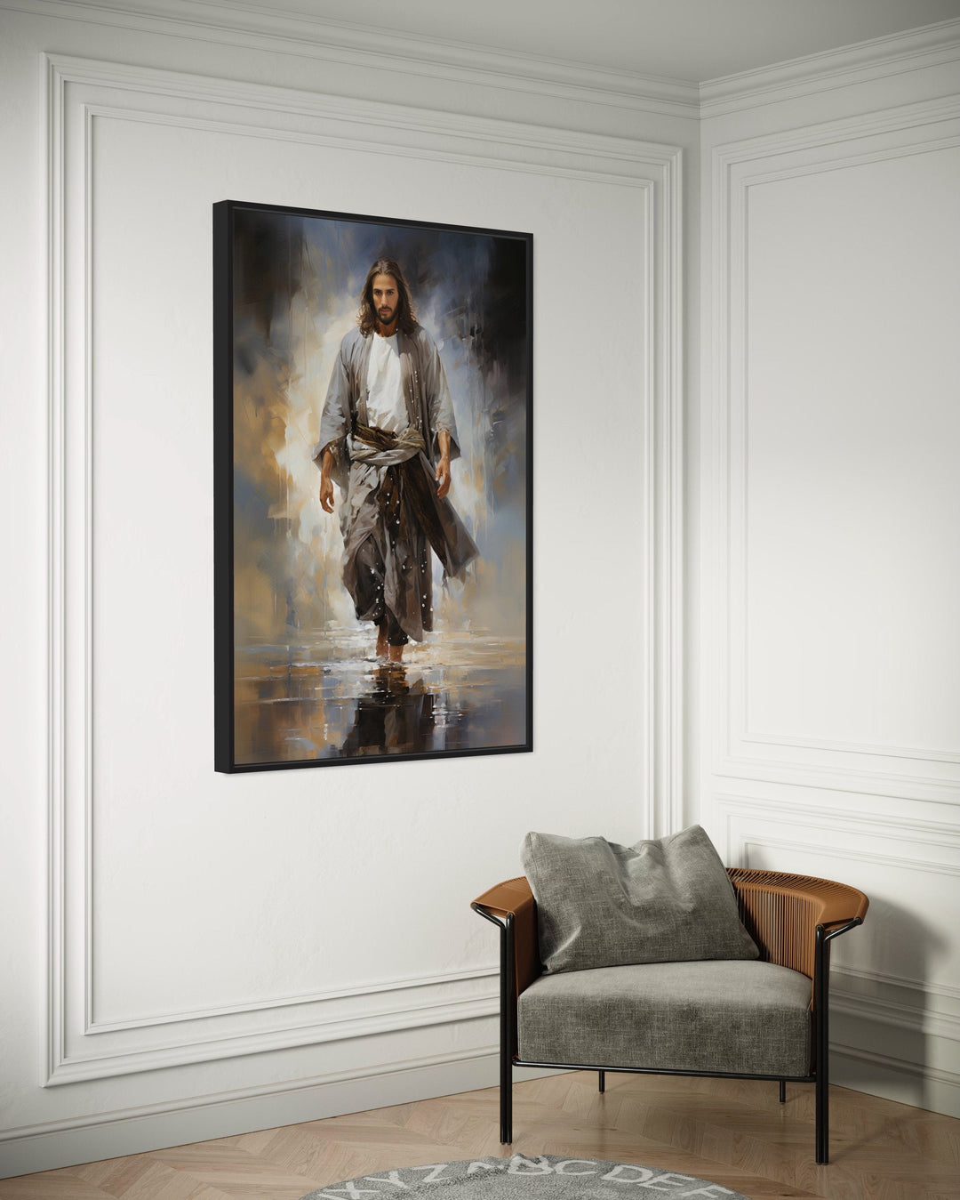 Jesus Walking on Water Modern Abstract Framed Canvas Wall Art