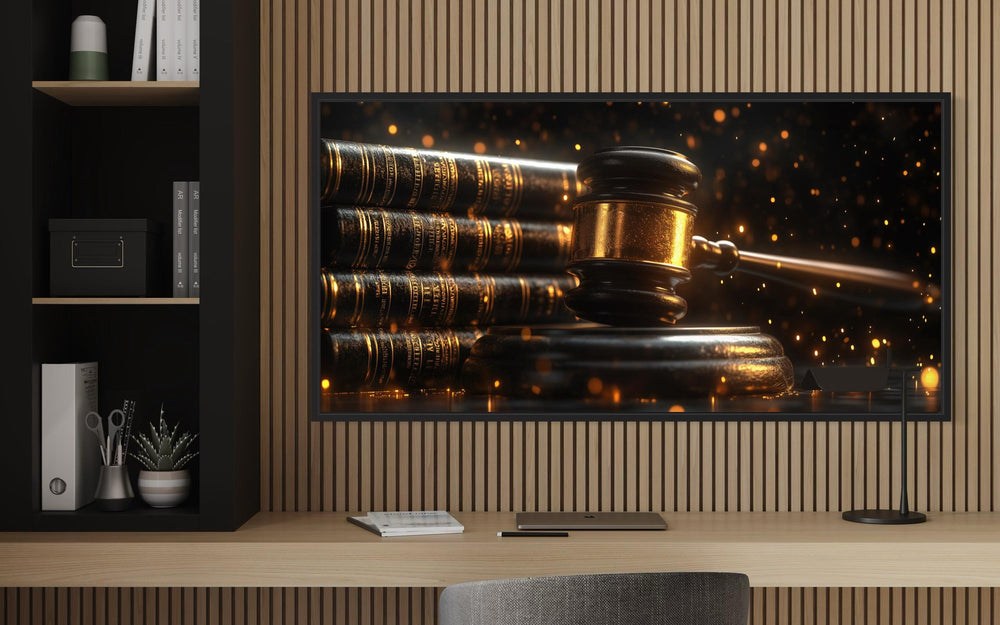 Judge Gavel For Lawyer Office Framed Canvas Wall Decor in the office