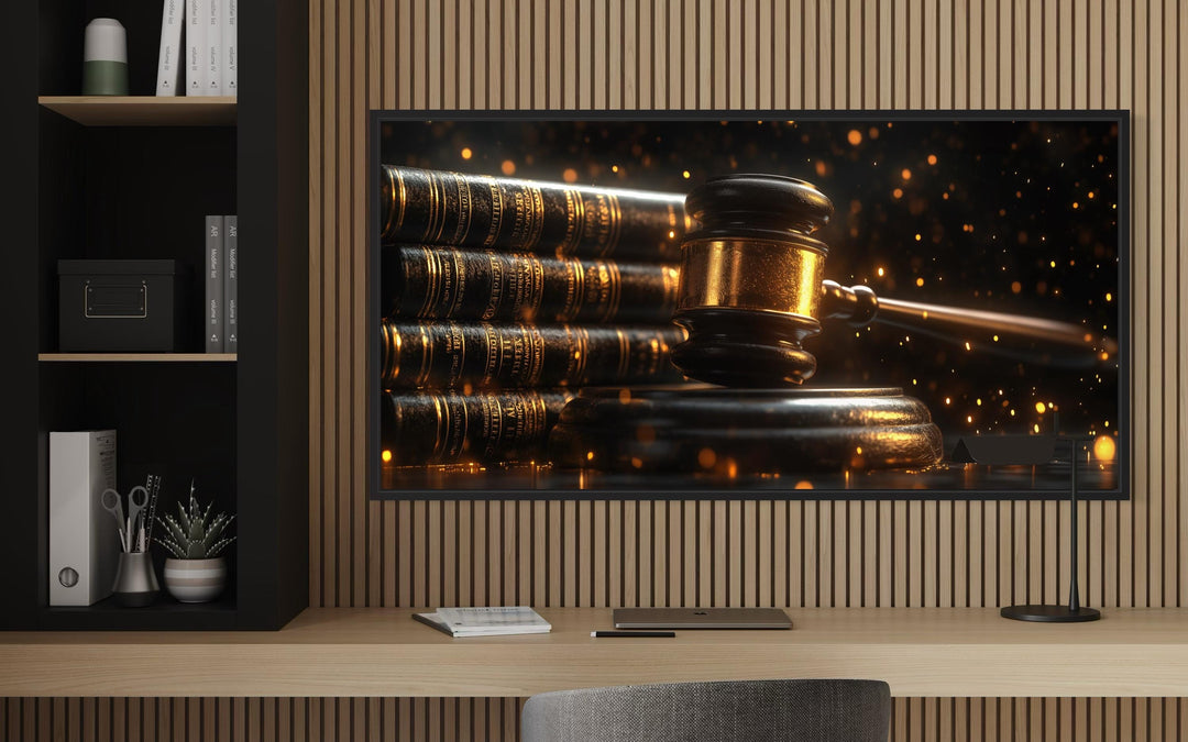 Judge Gavel For Lawyer Office Framed Canvas Wall Decor