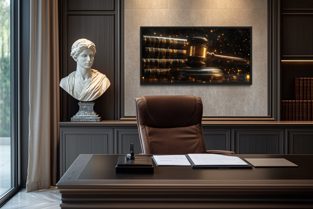 Judge Gavel For Lawyer Office Framed Canvas Wall Decor