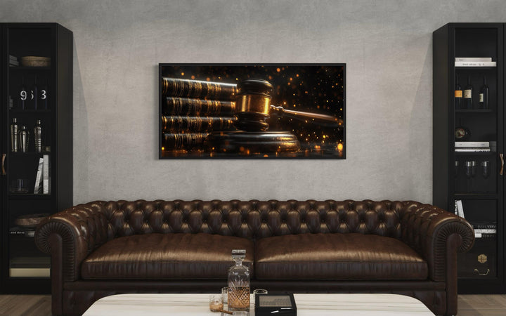 Judge Gavel For Lawyer Office Framed Canvas Wall Decor