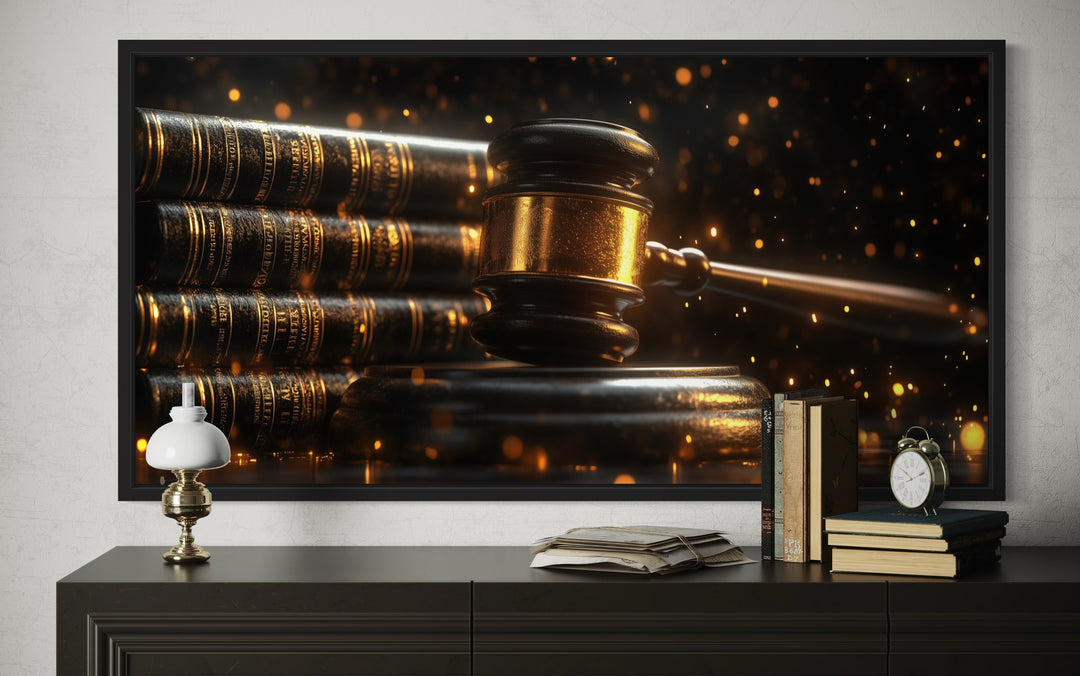 Judge Gavel For Lawyer Office Framed Canvas Wall Decor