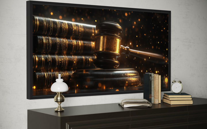 Judge Gavel For Lawyer Office Framed Canvas Wall Decor