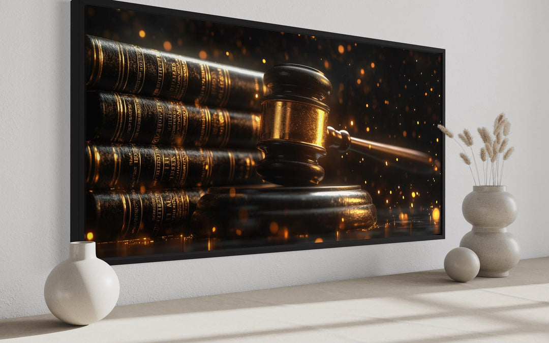 Judge Gavel For Lawyer Office Framed Canvas Wall Decor