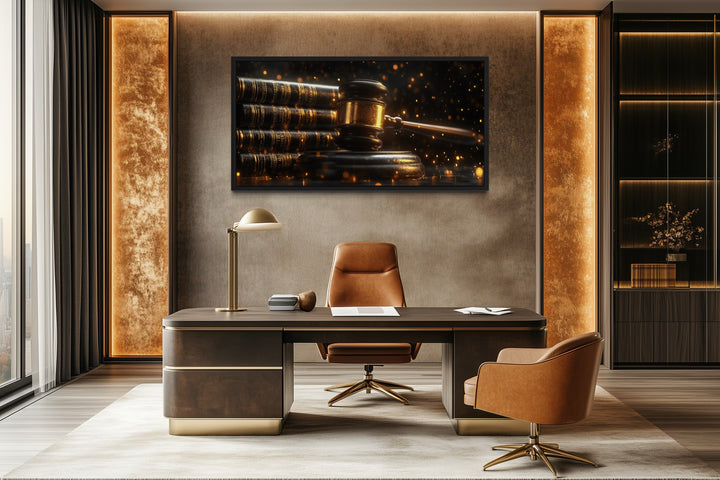 Judge Gavel For Lawyer Office Framed Canvas Wall Decor