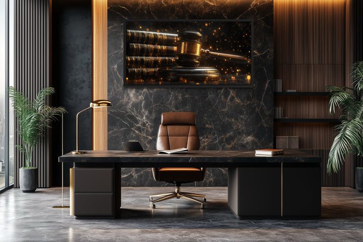Judge Gavel For Lawyer Office Framed Canvas Wall Decor