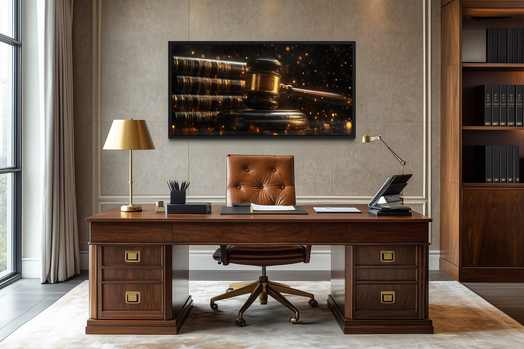 Judge Gavel For Lawyer Office Framed Canvas Wall Decor