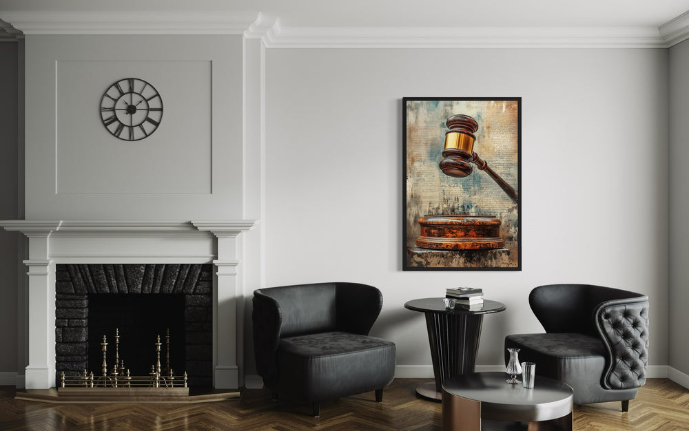 Judge's Gavel Lawyer Office Framed Canvas Wall Decor