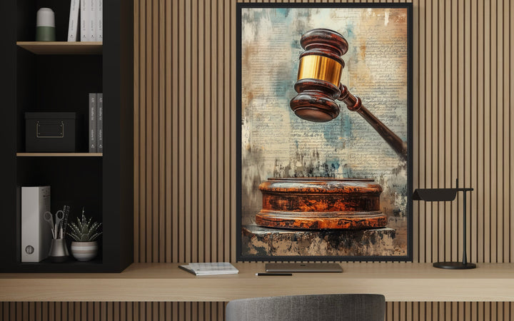 Judge's Gavel Law Office Framed Canvas Wall Decor