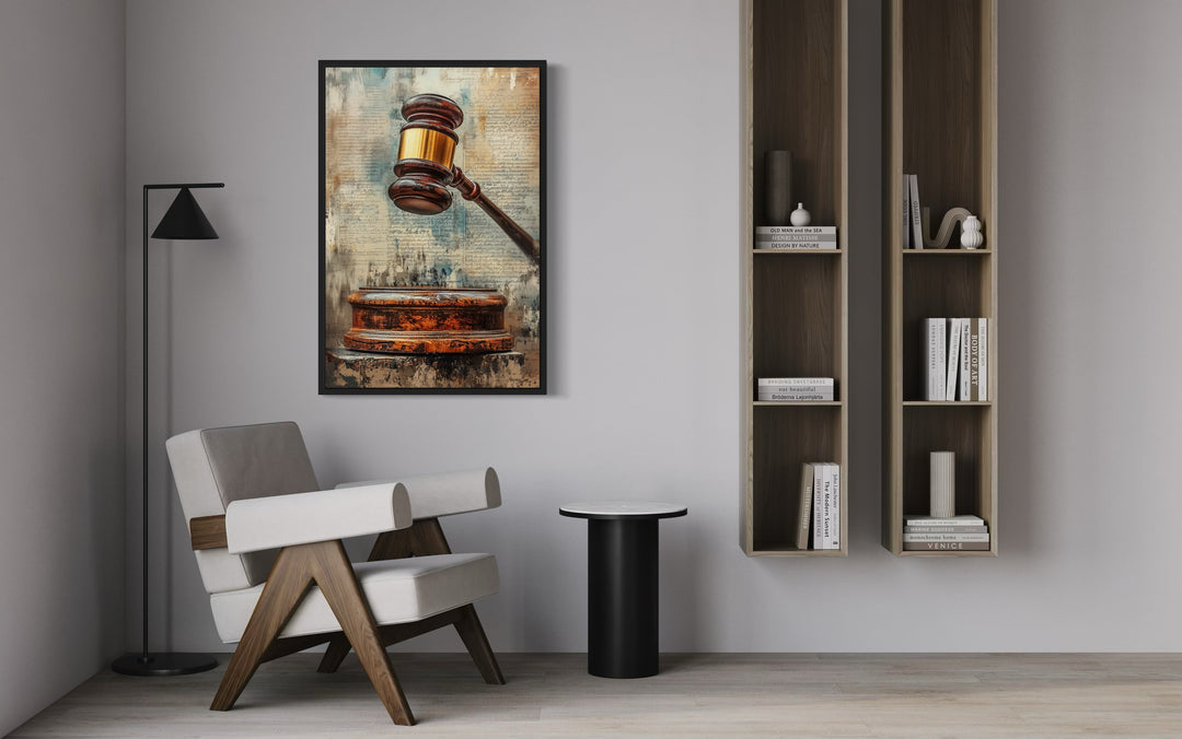 Judge's Gavel Law Office Framed Canvas Wall Decor