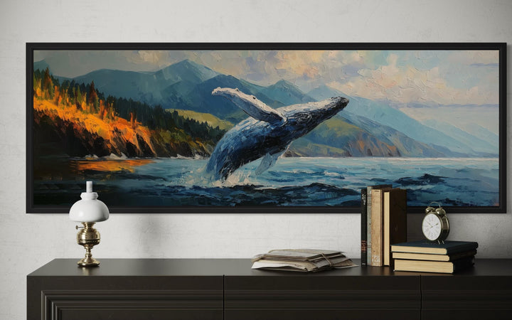 Jumping Whale In Vancouver Long Horisontal Canada Canvas Wall Art