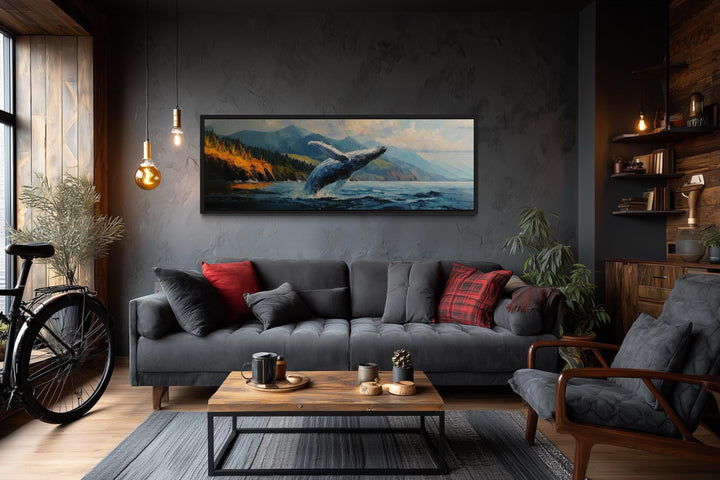 Jumping Whale In Vancouver Long Horisontal Canada Canvas Wall Art