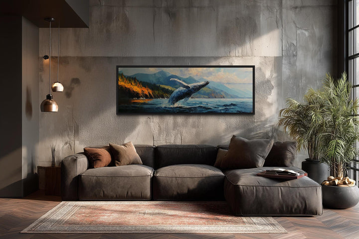 Jumping Whale In Vancouver Long Horisontal Canada Canvas Wall Art