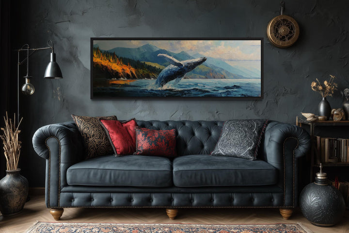 Jumping Whale In Vancouver Long Horisontal Canada Canvas Wall Art