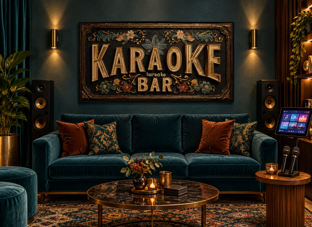 Karaoke Bar Vintage Sign Framed Canvas Wall Art